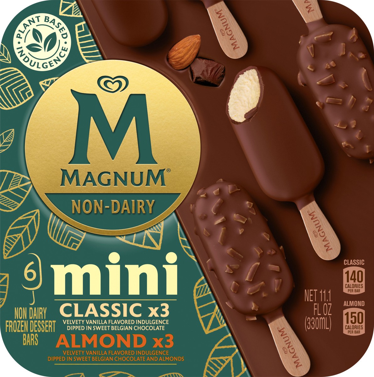 slide 2 of 7, Magnum Mini Non-Dairy Classic/Almond Frozen Dessert Bars 6 ea, 6 ct