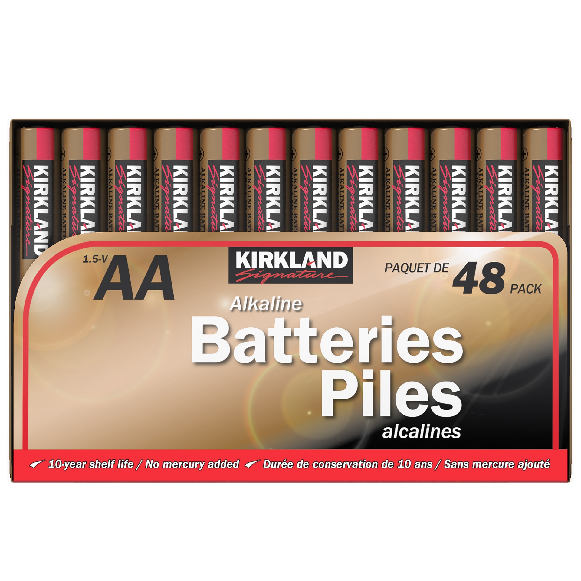 slide 1 of 1, Kirkland Signature AA Alkaline Batteries, 