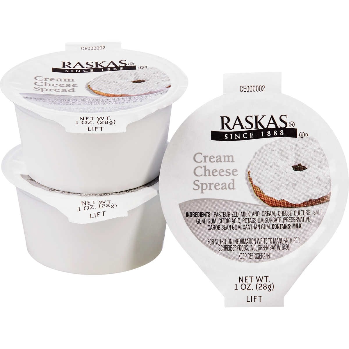 slide 1 of 1, Raskas Cream Cheese Portions, 