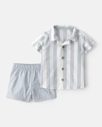 Carter's Baby Boy 2-Piece Top & Short Set - Blue, 24 Months