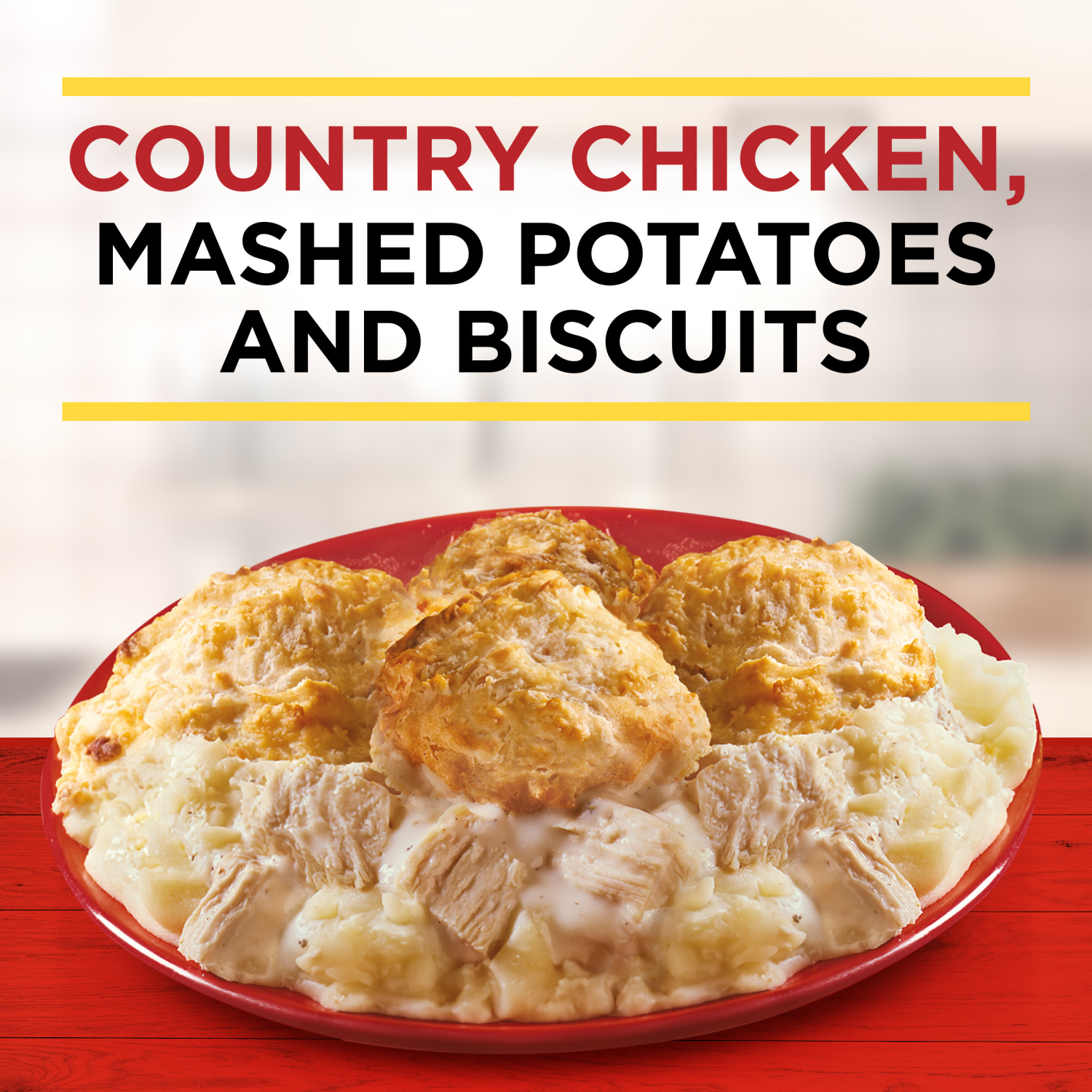 slide 4 of 5, Banquet Homestyle Bakes Country Chicken, Mashed Potatoes and Biscuits, Meal Kit, 30.9 OZ, 30.85 oz