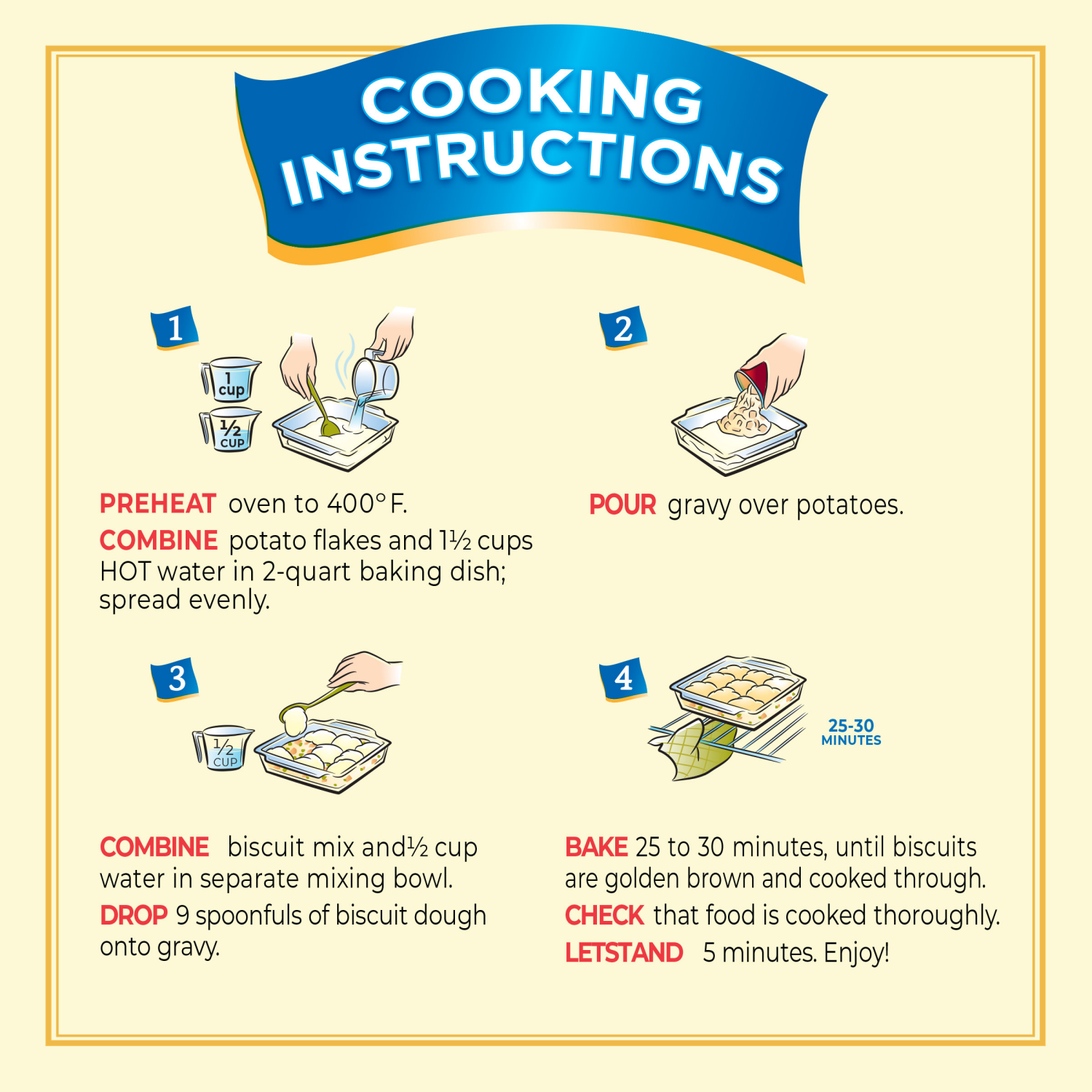 slide 5 of 5, Banquet Homestyle Bakes Country Chicken, Mashed Potatoes and Biscuits, Meal Kit, 30.9 OZ, 30.85 oz