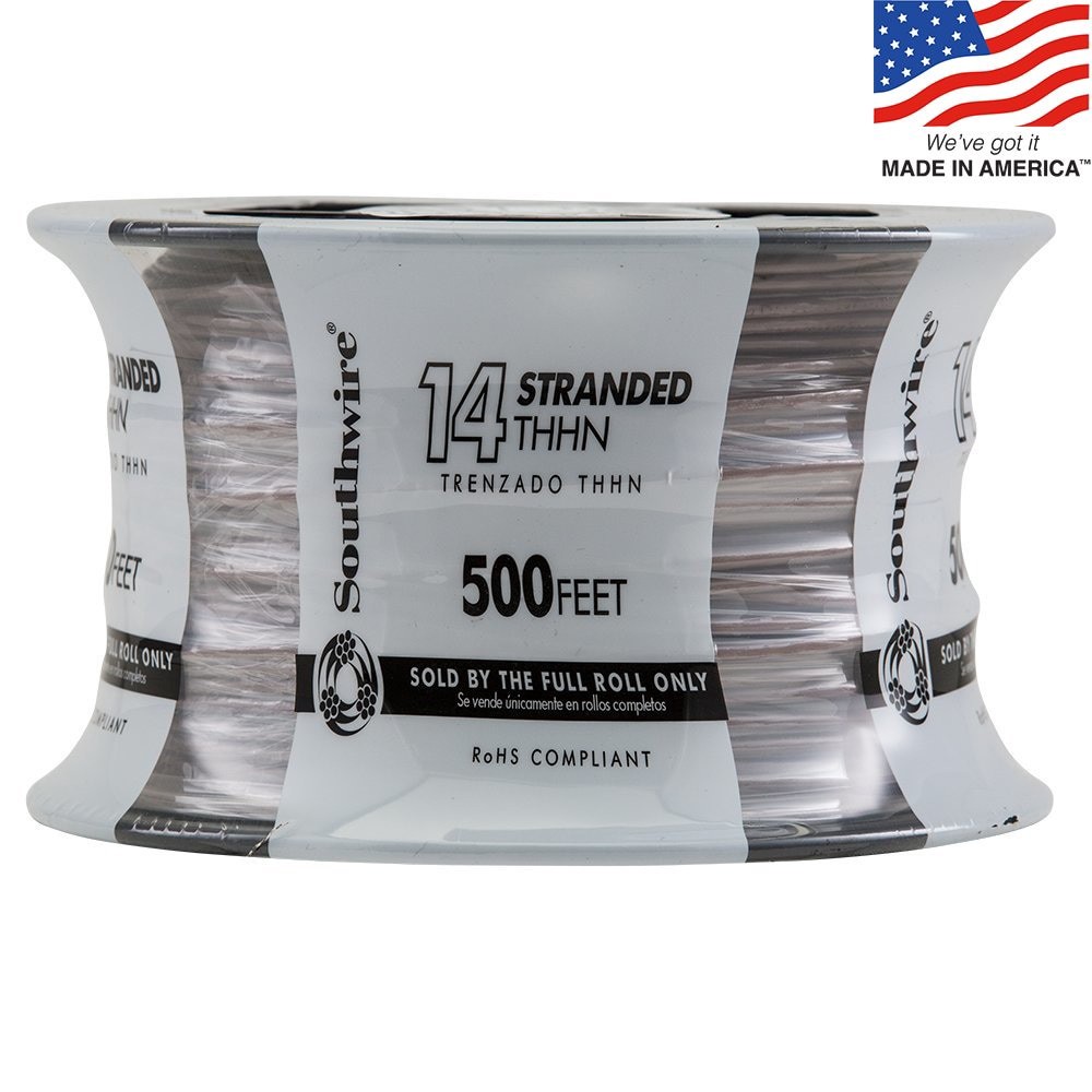 slide 1 of 4, Southwire 500-ft 14 -AWG Brown Stranded Copper THHN wire ( By-the-roll ), 1 ct