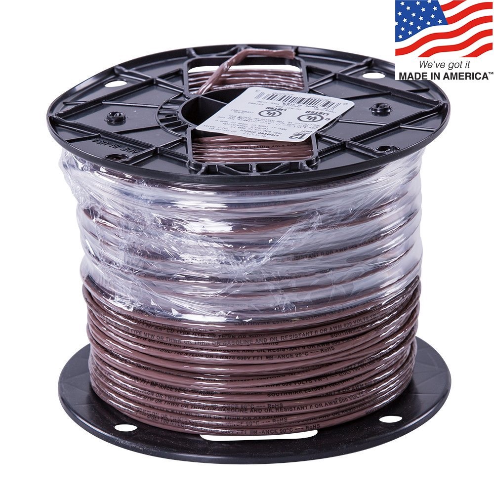slide 3 of 4, Southwire 500-ft 12 -AWG Brown Stranded Copper THHN wire ( By-the-roll ), 1 ct