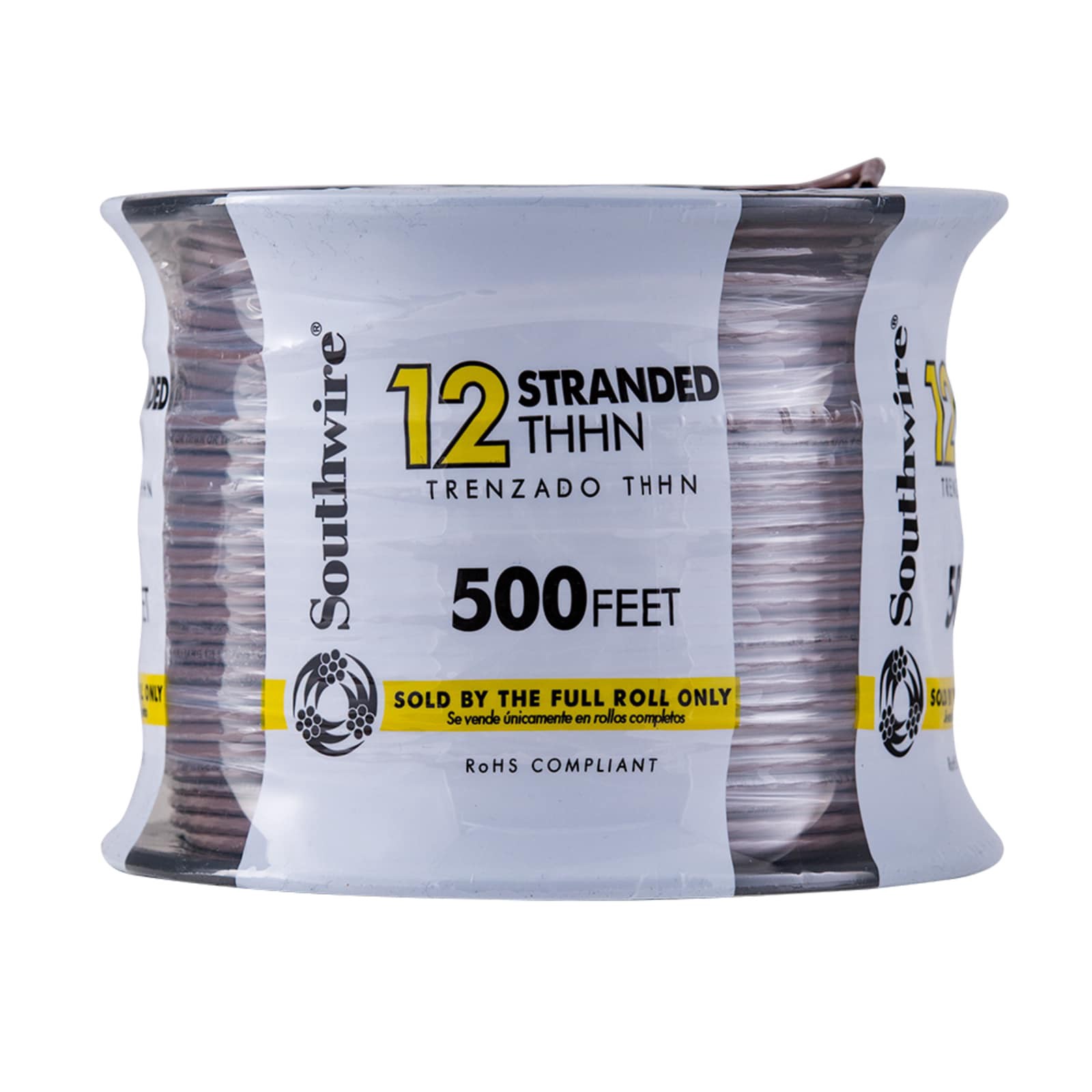 slide 1 of 4, Southwire 500-ft 12 -AWG Brown Stranded Copper THHN wire ( By-the-roll ), 1 ct