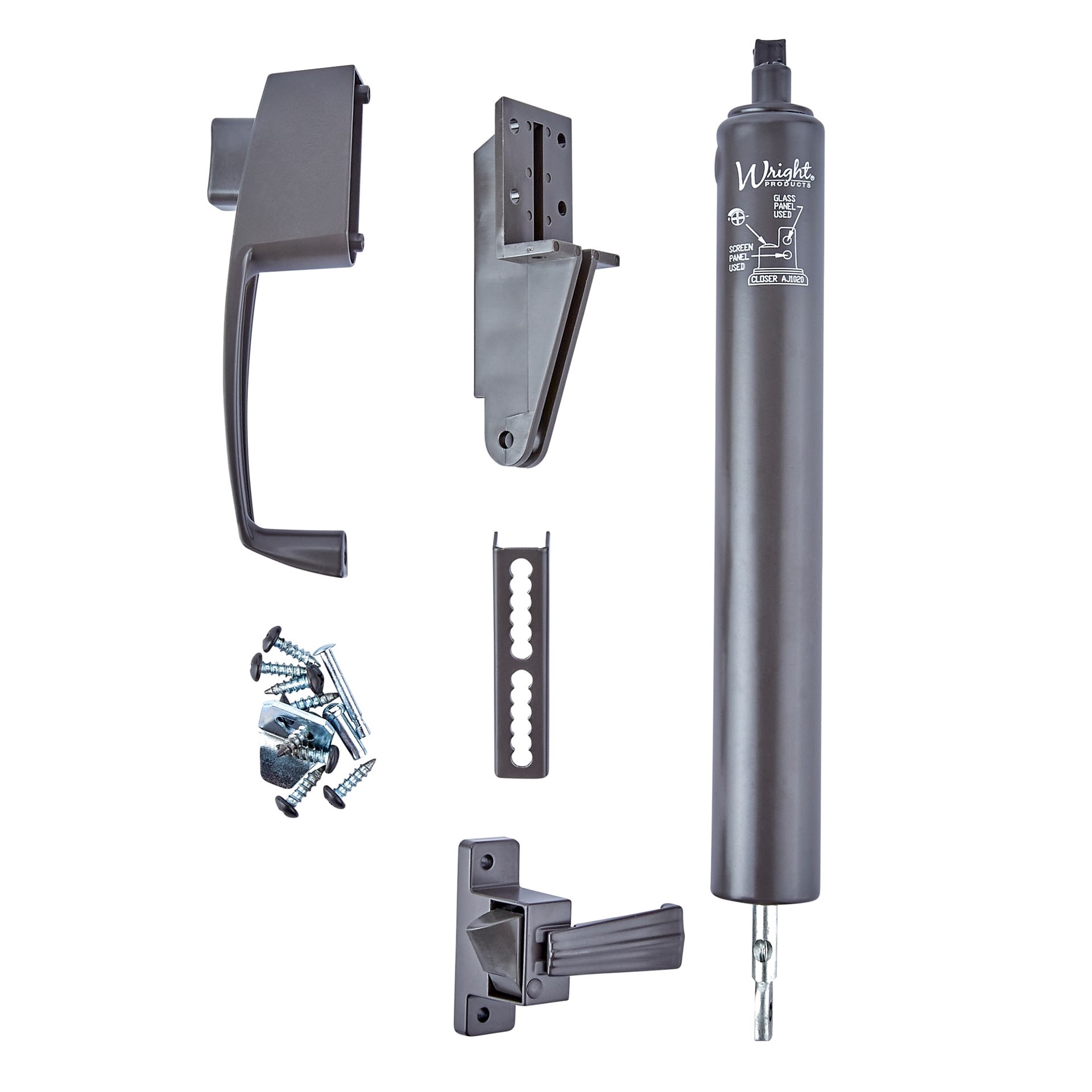 slide 3 of 6, WRIGHT PRODUCTS 12.265-in Pool Enclosure and Lanai Adjustable Bronze Die-cast Metal Hold Open Push-button Screen/storm Door Hardware Kit, 1 ct