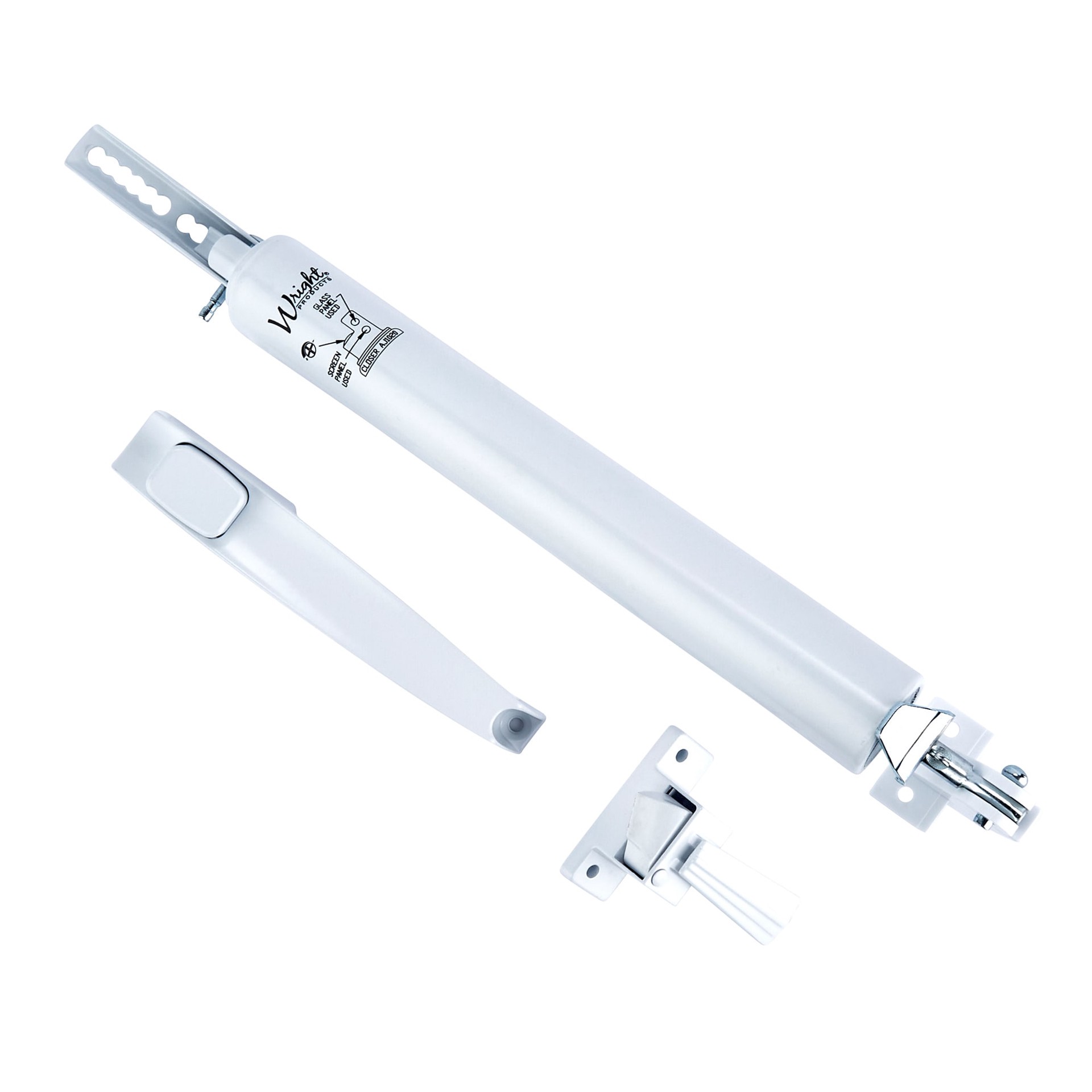 slide 3 of 6, WRIGHT PRODUCTS 11.5-in Adjustable White Die-cast Metal Hold Open Push-button Screen/storm Door Hardware Kit, 1 ct