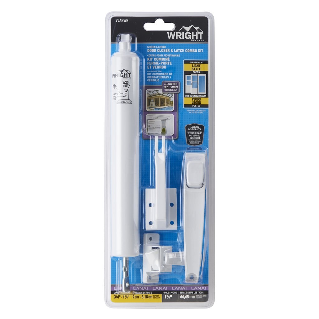 slide 1 of 6, WRIGHT PRODUCTS 11.5-in Adjustable White Die-cast Metal Hold Open Push-button Screen/storm Door Hardware Kit, 1 ct