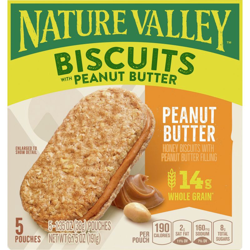 slide 5 of 8, Nature Valley Peanut Butter Biscuits - 1.35/5ct, 1.35/5 ct