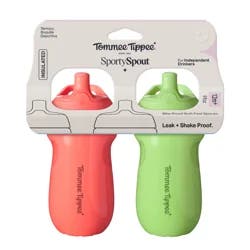 Tommee Tippee Insulated Sportee Toddler Water Bottle with Handle 12m+, 2ct