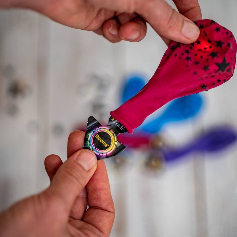 slide 5 of 10, iLLoom Balloon 5ct illooms LED Light Up Mixed Solid Stars Balloon: Multicolor Latex for Kids' Birthday Party, Outer Space Theme, 5 ct