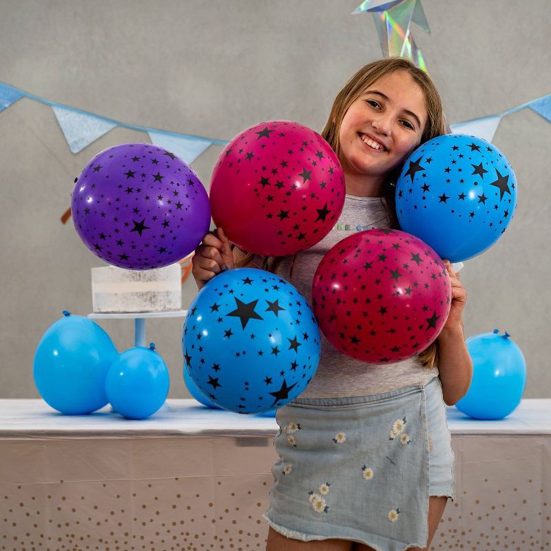 slide 8 of 10, iLLoom Balloon 5ct illooms LED Light Up Mixed Solid Stars Balloon: Multicolor Latex for Kids' Birthday Party, Outer Space Theme, 5 ct
