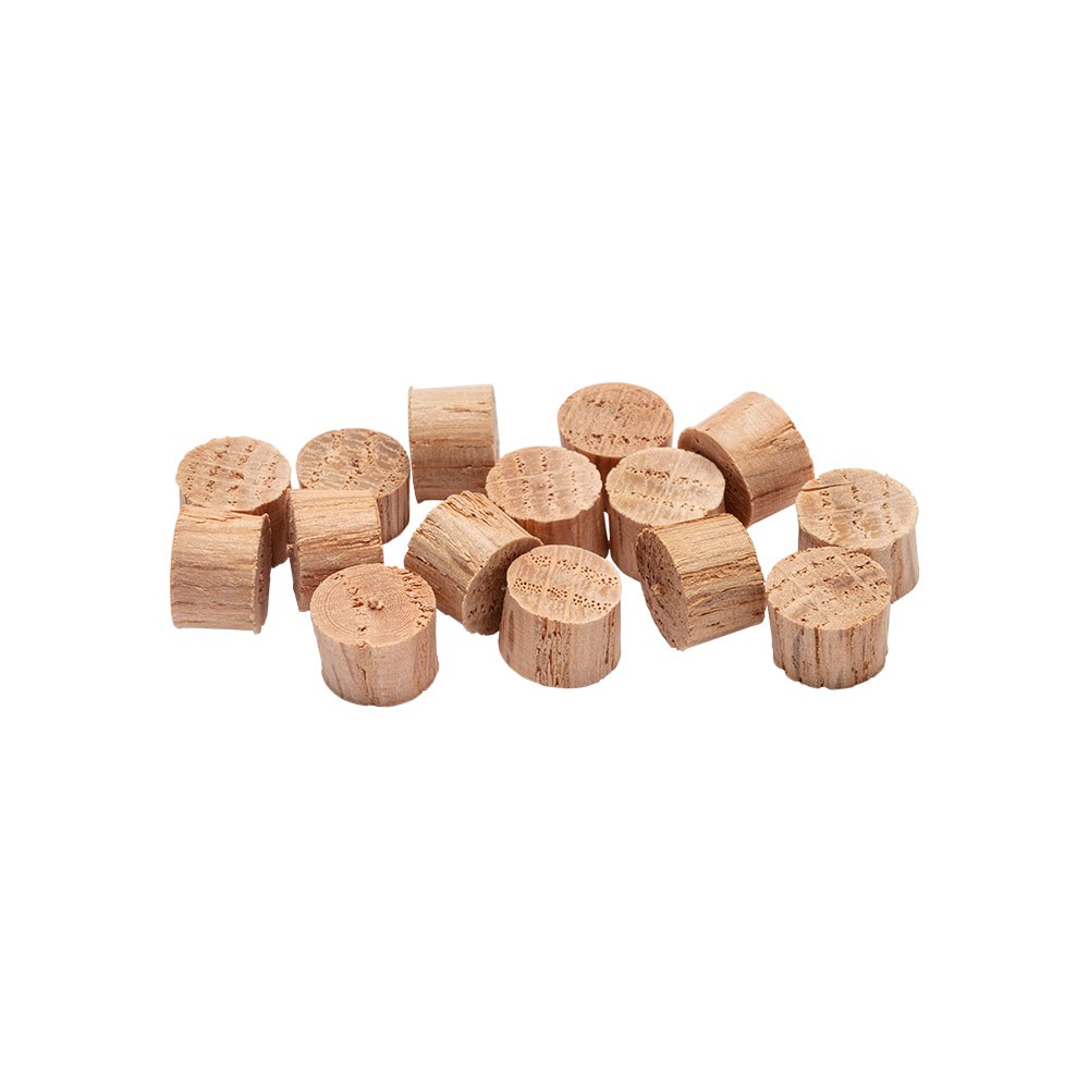 slide 5 of 6, Madison Mill 15 -Pack 0.375 x 0.25 Oak Wood Flat head plug, 1 ct