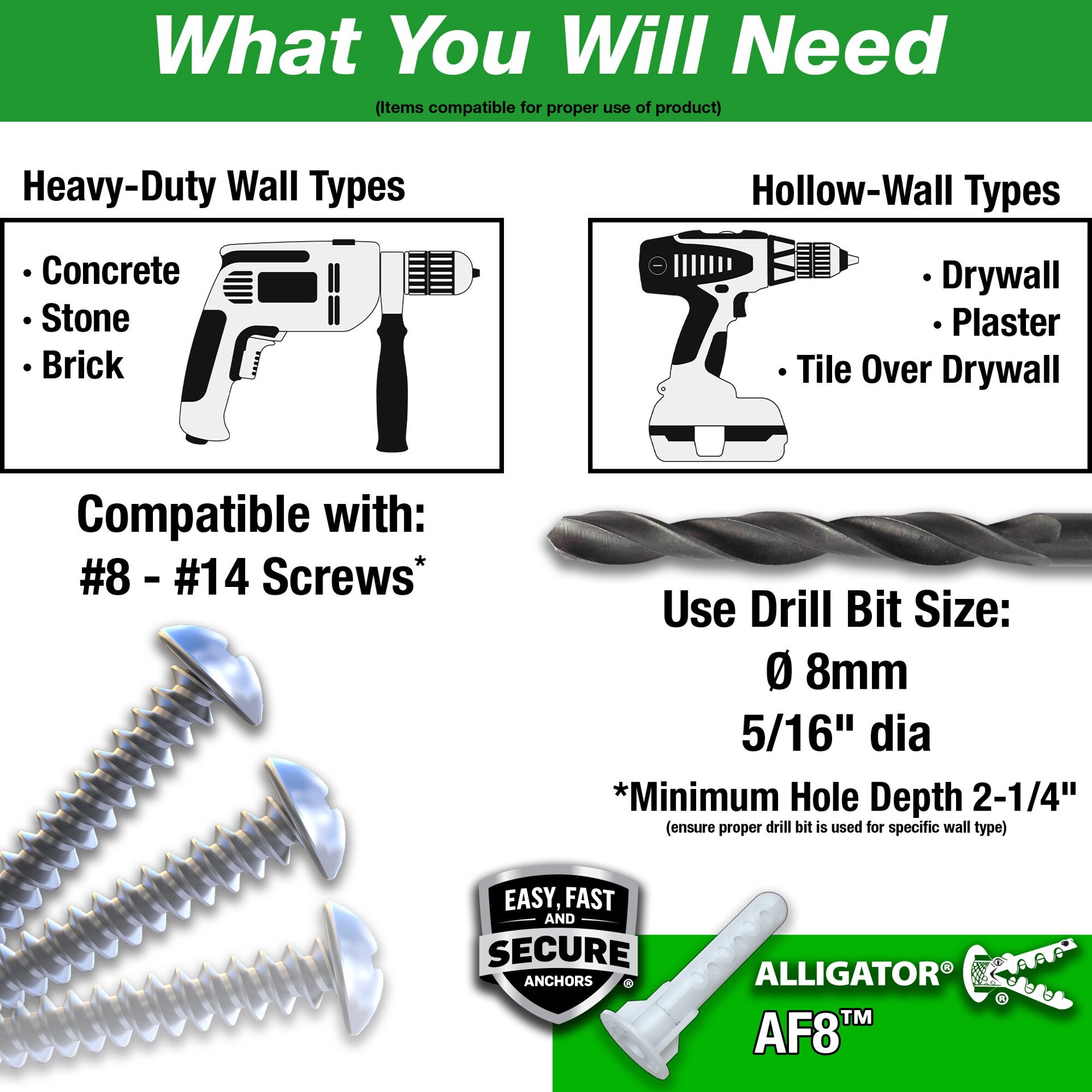 slide 6 of 6, TOGGLER 1025-lb 5/16-in x 1-5/8-in Multi-Purpose Anchors with Screws Included 6 -Pack, 1 ct