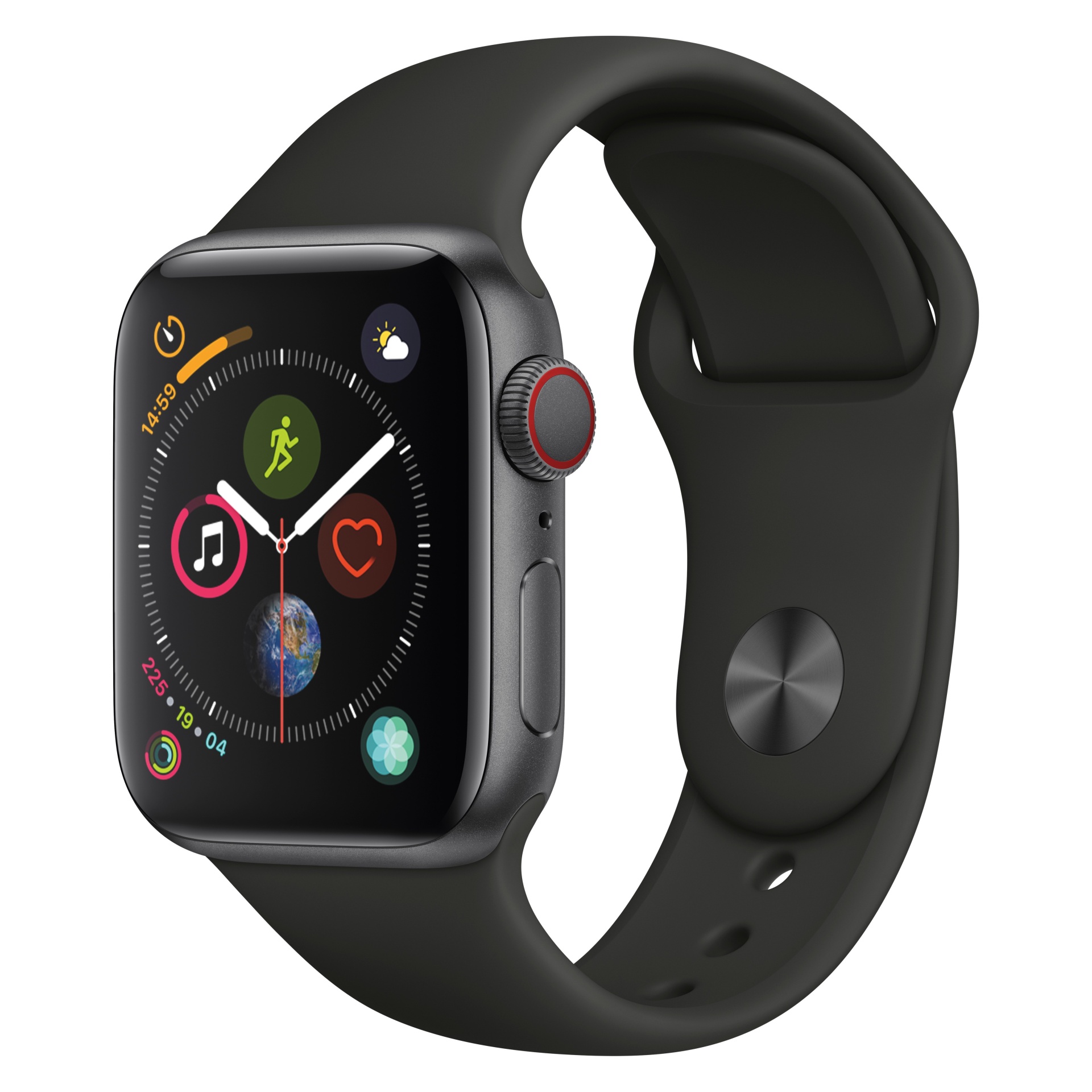 slide 1 of 2, Apple Watch Series 4 GPS & Cellular 40mm Space Gray Aluminum Case with Sport Band - Black, 1 ct