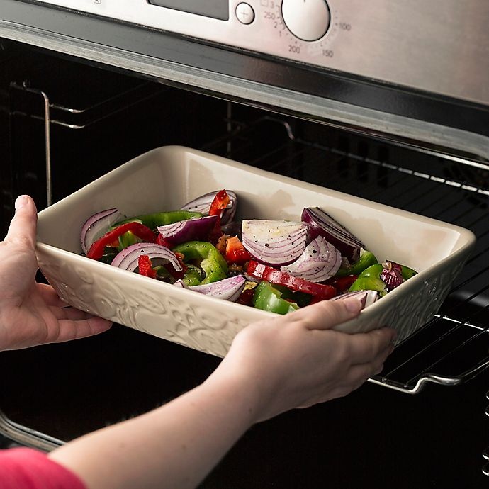 slide 4 of 5, Mason Cash In the Forest Rectangular Baking Dish - Cream, 2.5 qt