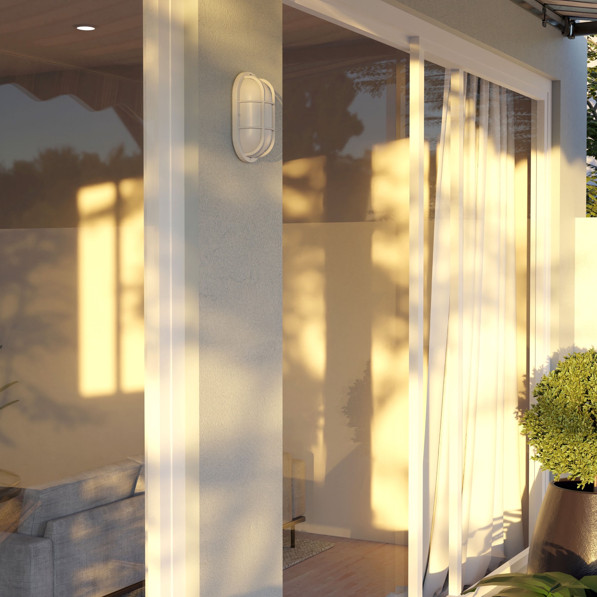 slide 4 of 6, Project Source Comata 1 -Light 10.5-in H White Hardwired Outdoor Wall Light, 1 ct