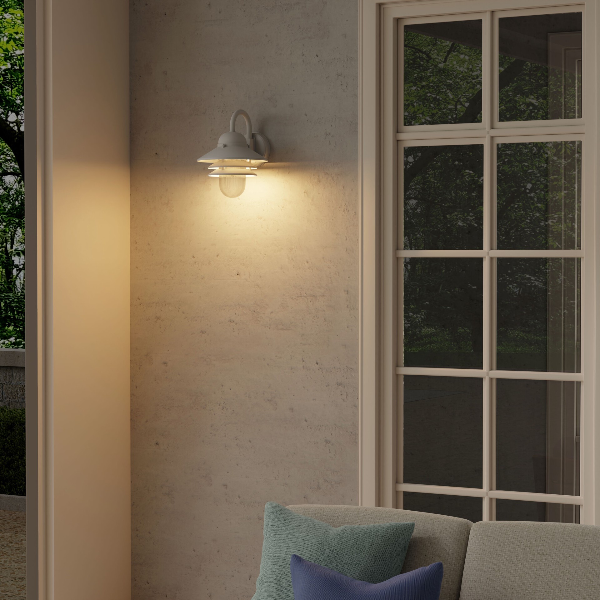 slide 4 of 6, Project Source Kirsche 1 -Light 12.9-in H White Hardwired Outdoor Wall Light, 1 ct