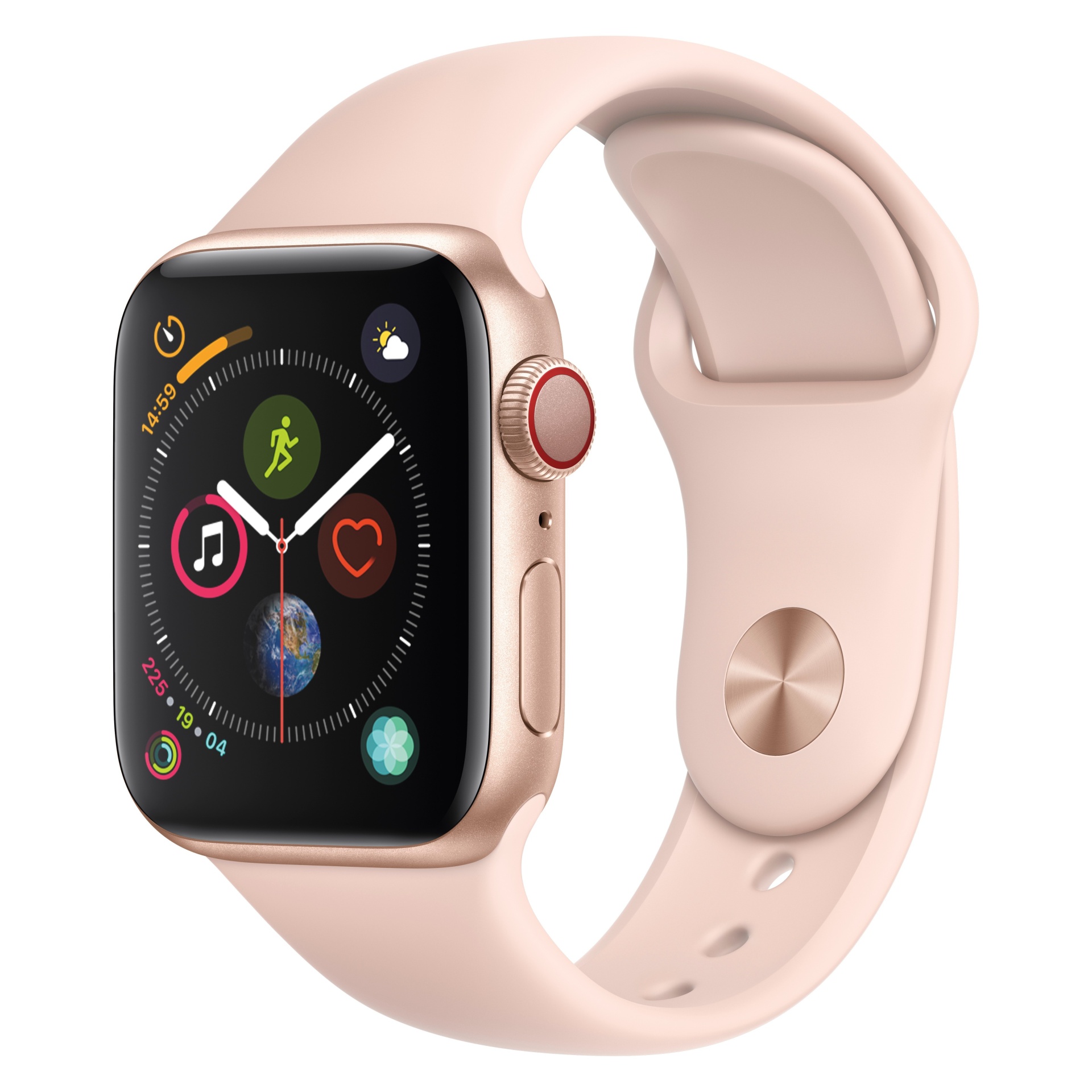 slide 1 of 2, Apple Watch Series 4 GPS & Cellular 40mm Gold Aluminum Case with Sport Band - Pink Sand, 1 ct