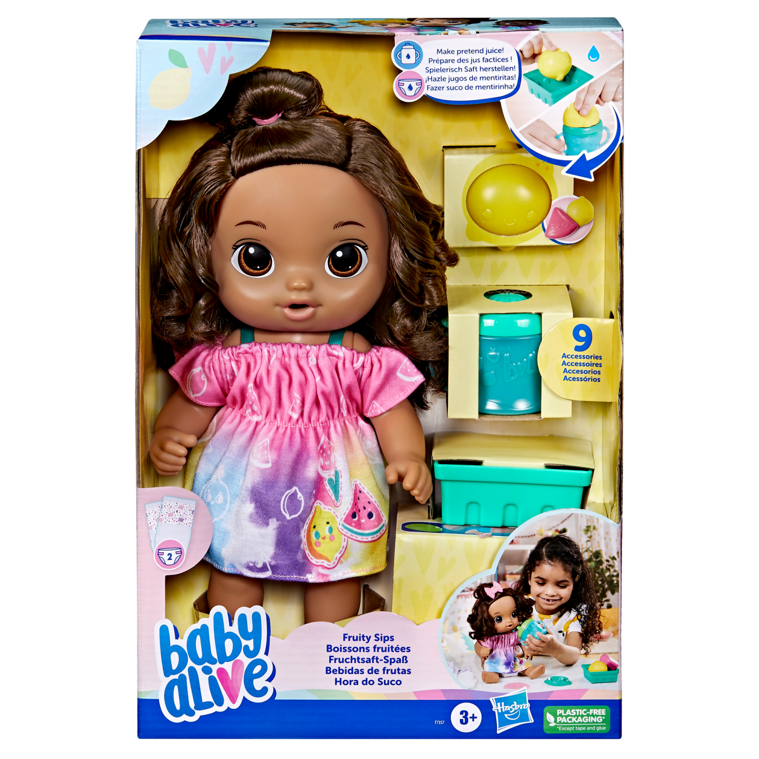 slide 2 of 5, Baby Alive Lemon Fruity Sips Brunette Doll, 1 ct