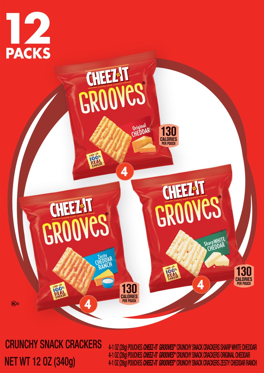 slide 1 of 8, Cheez-It Grooves White Cheddar Caddy Pack, 12 ct; 12 oz