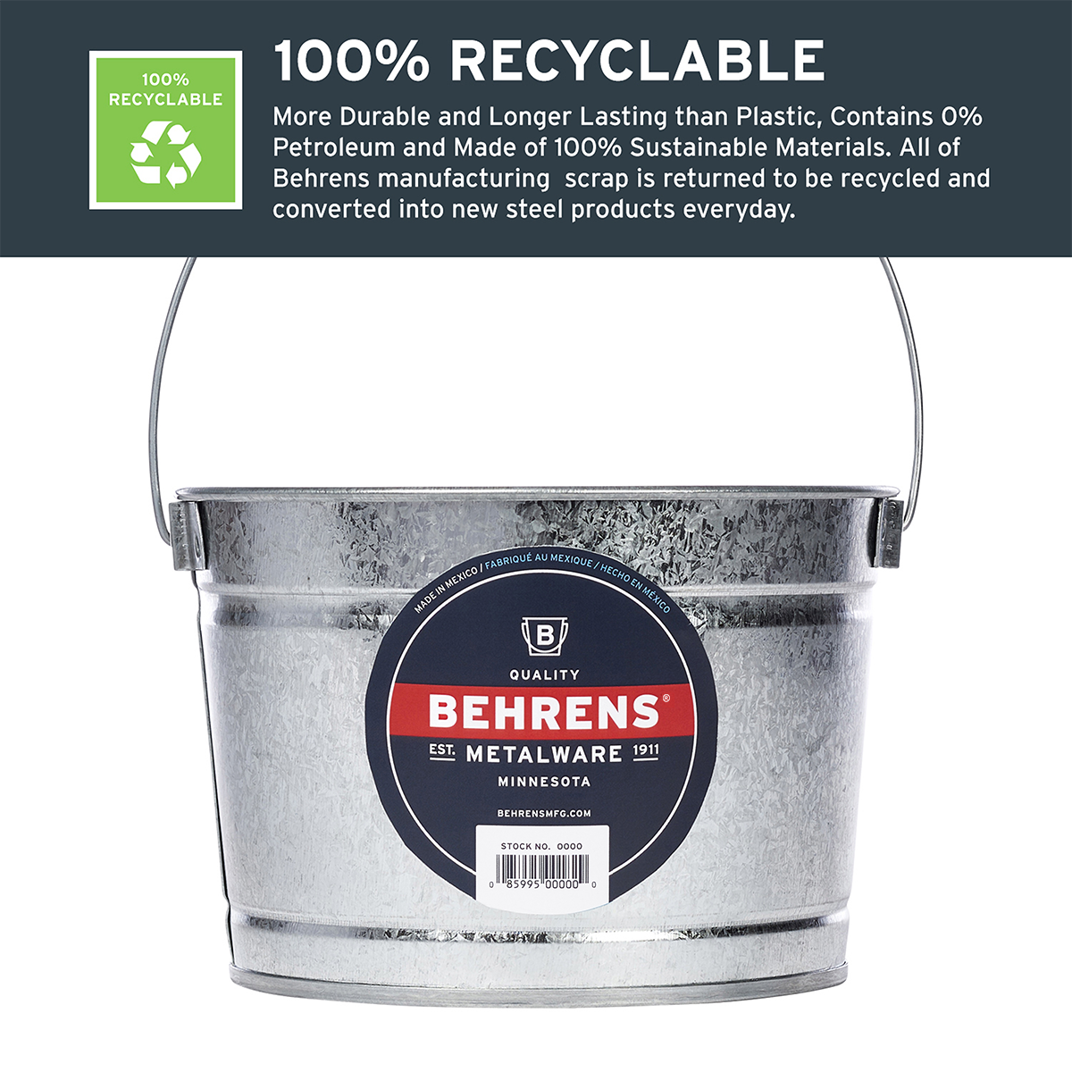 slide 3 of 6, Behrens 2.5 -Quart BPA-Free Metal Paint bucket, 1 ct