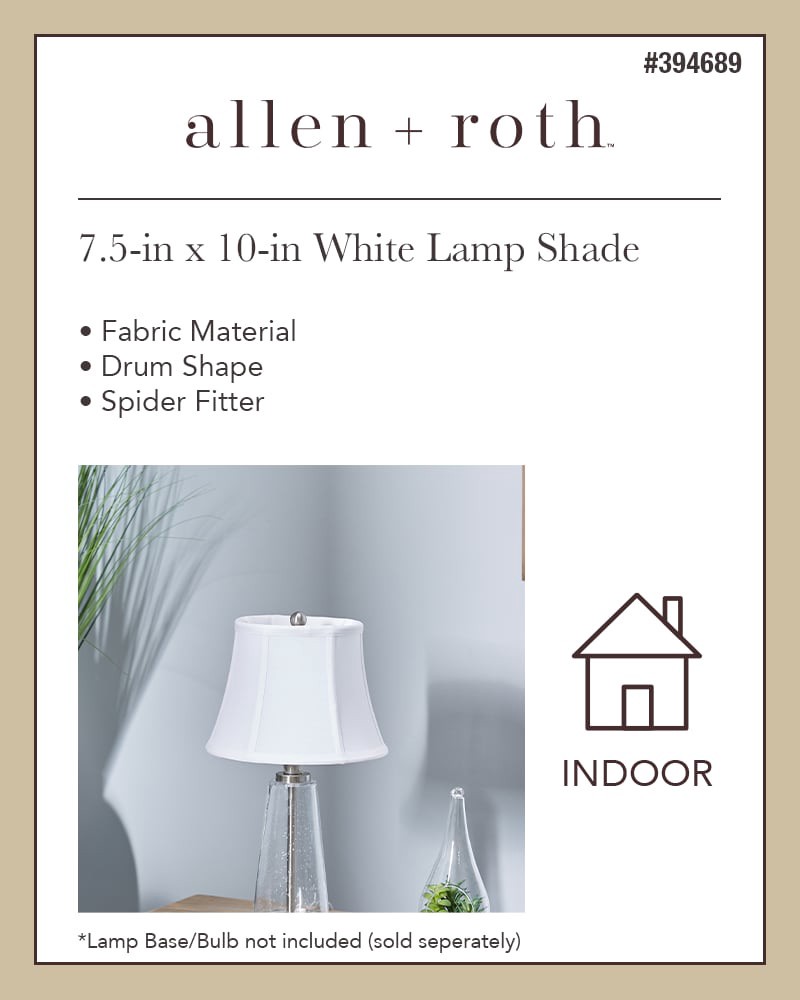 slide 3 of 6, allen + roth 7.5-in x 10-in White Fabric Drum Lamp Shade, 1 ct