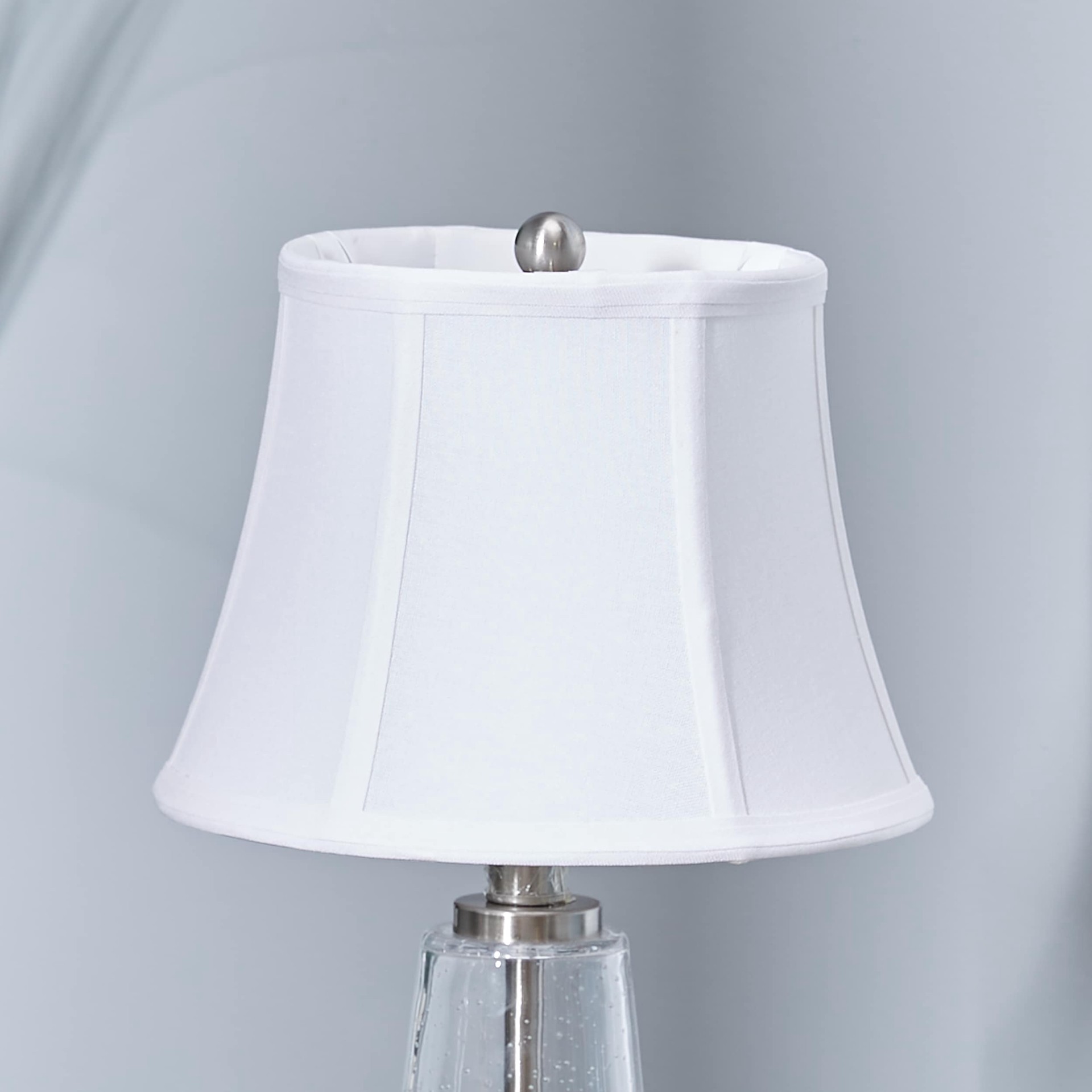 slide 5 of 6, allen + roth 7.5-in x 10-in White Fabric Drum Lamp Shade, 1 ct