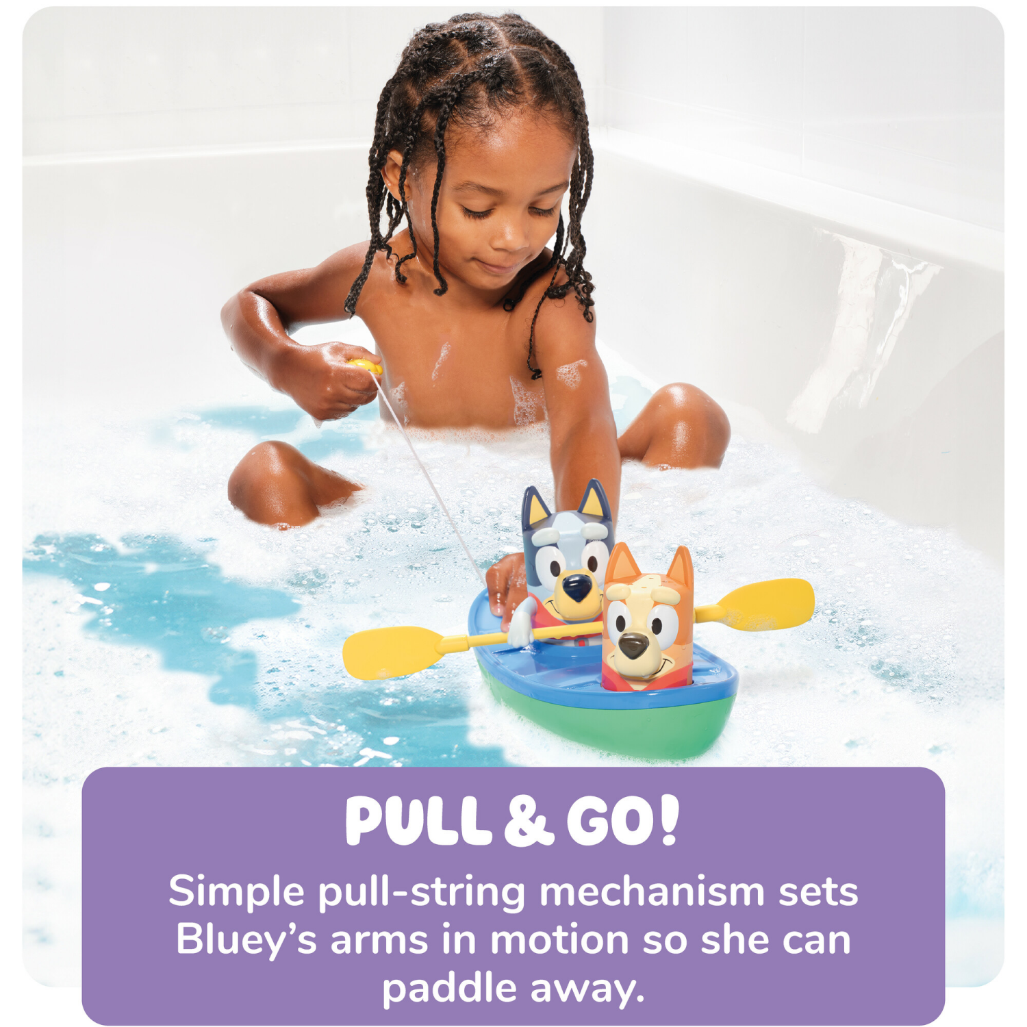 slide 2 of 6, Bluey TOMY Toomies Bluey Pull and Go Canoe Bluey Bath Toy, 1 ct