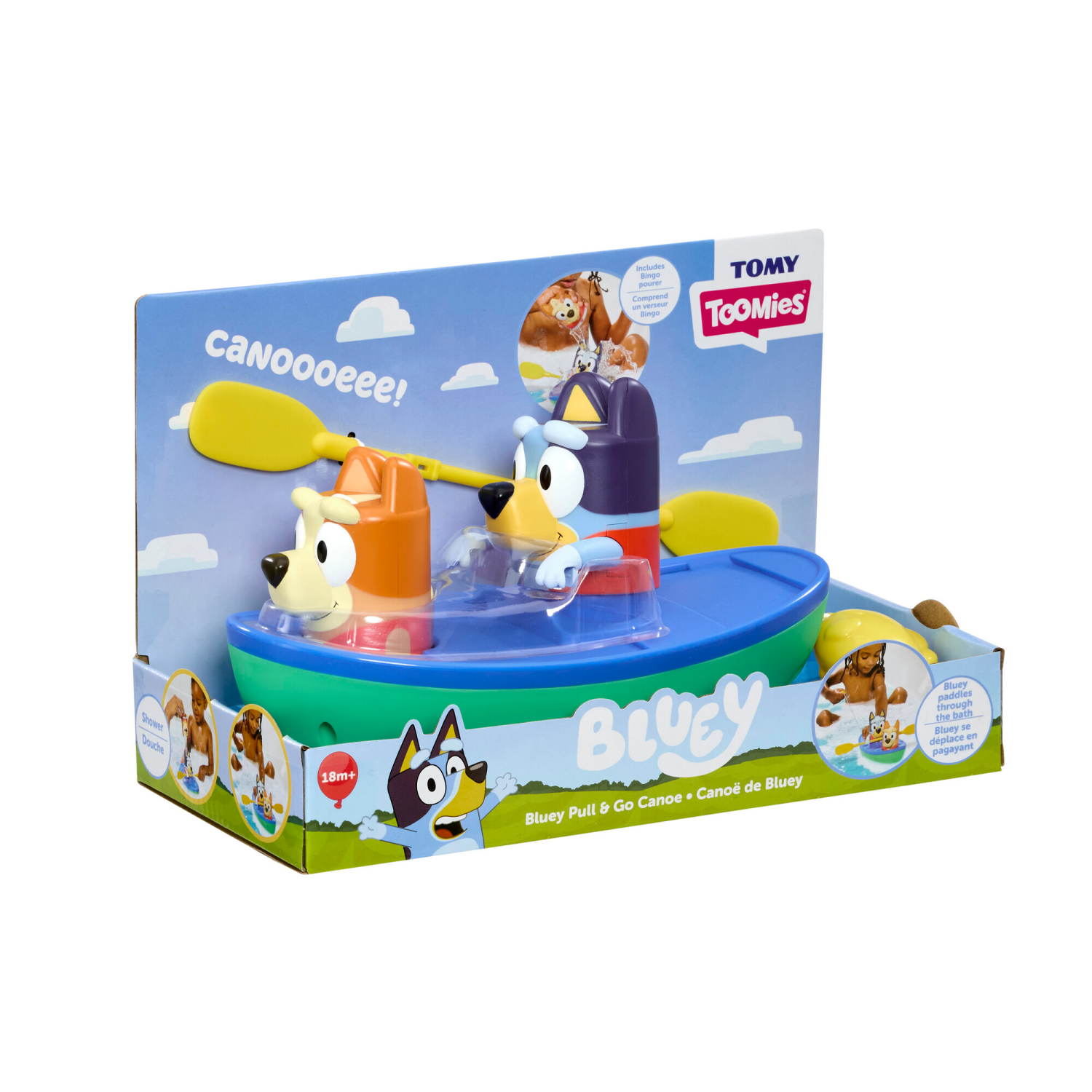 slide 3 of 6, Bluey TOMY Toomies Bluey Pull and Go Canoe Bluey Bath Toy, 1 ct