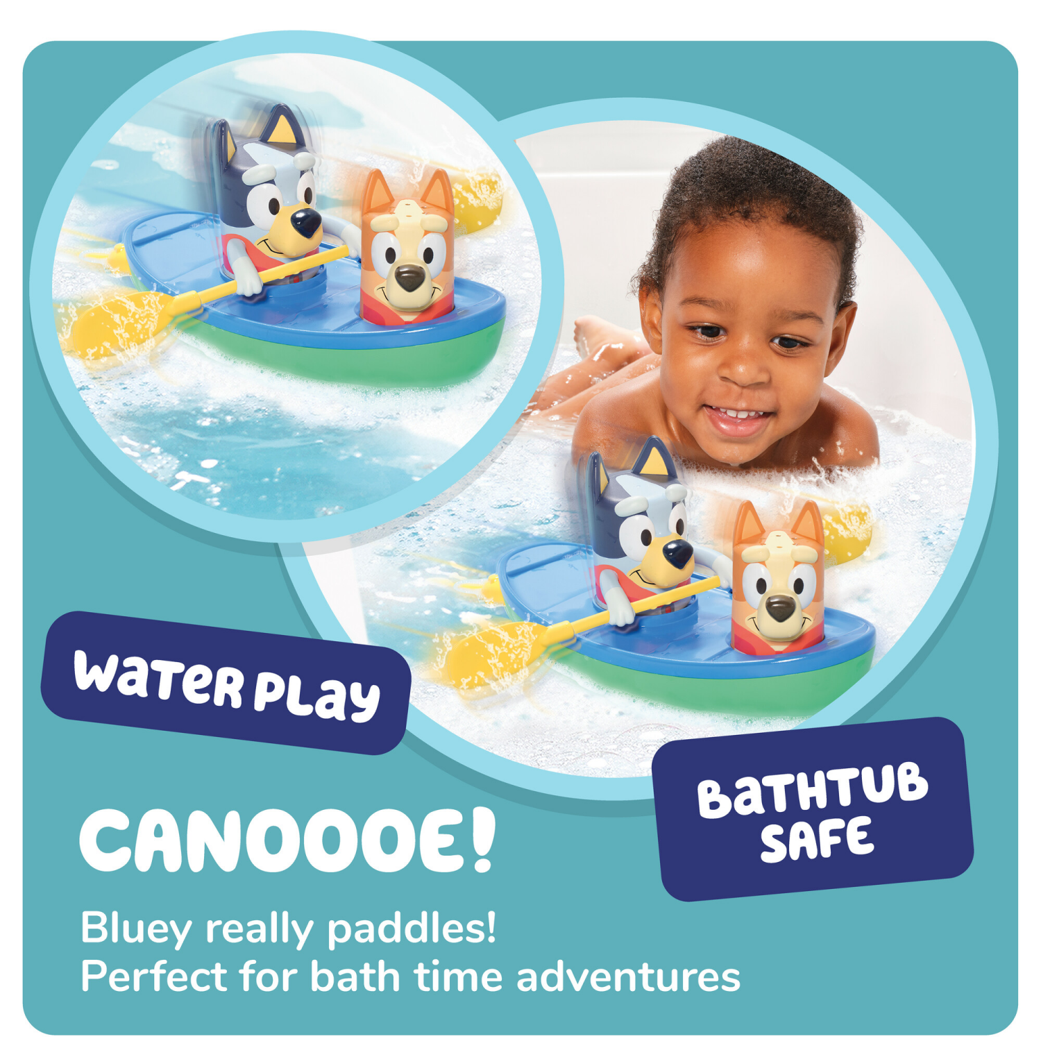slide 4 of 6, Bluey TOMY Toomies Bluey Pull and Go Canoe Bluey Bath Toy, 1 ct