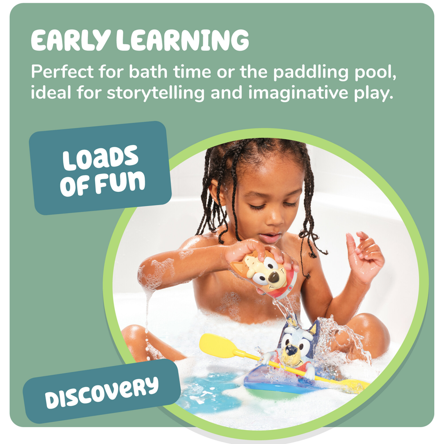 slide 6 of 6, Bluey TOMY Toomies Bluey Pull and Go Canoe Bluey Bath Toy, 1 ct