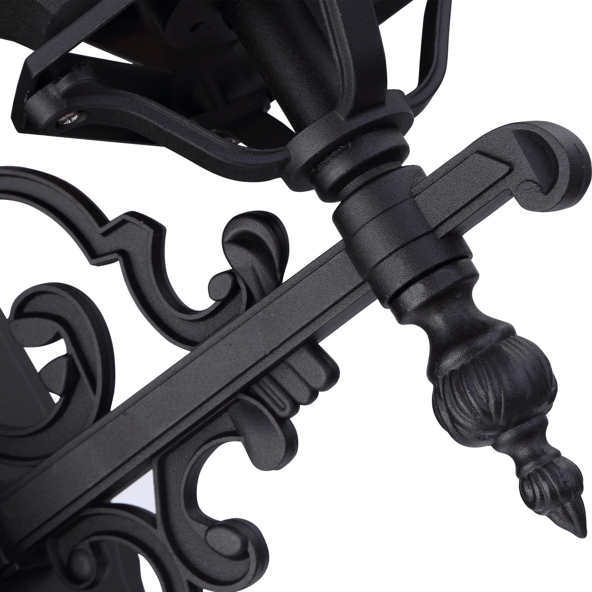slide 6 of 6, allen + roth French 3 -Light 22.68-in H Black Hardwired Outdoor Wall Light, 1 ct
