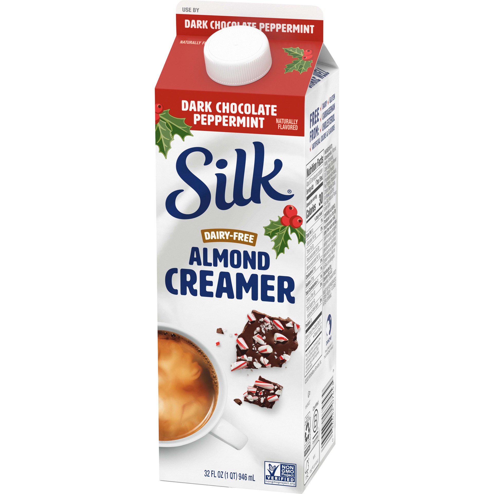 slide 2 of 8, Silk Dark Chocolate Peppermint Dairy-Free Almond Creamer, 1 qt