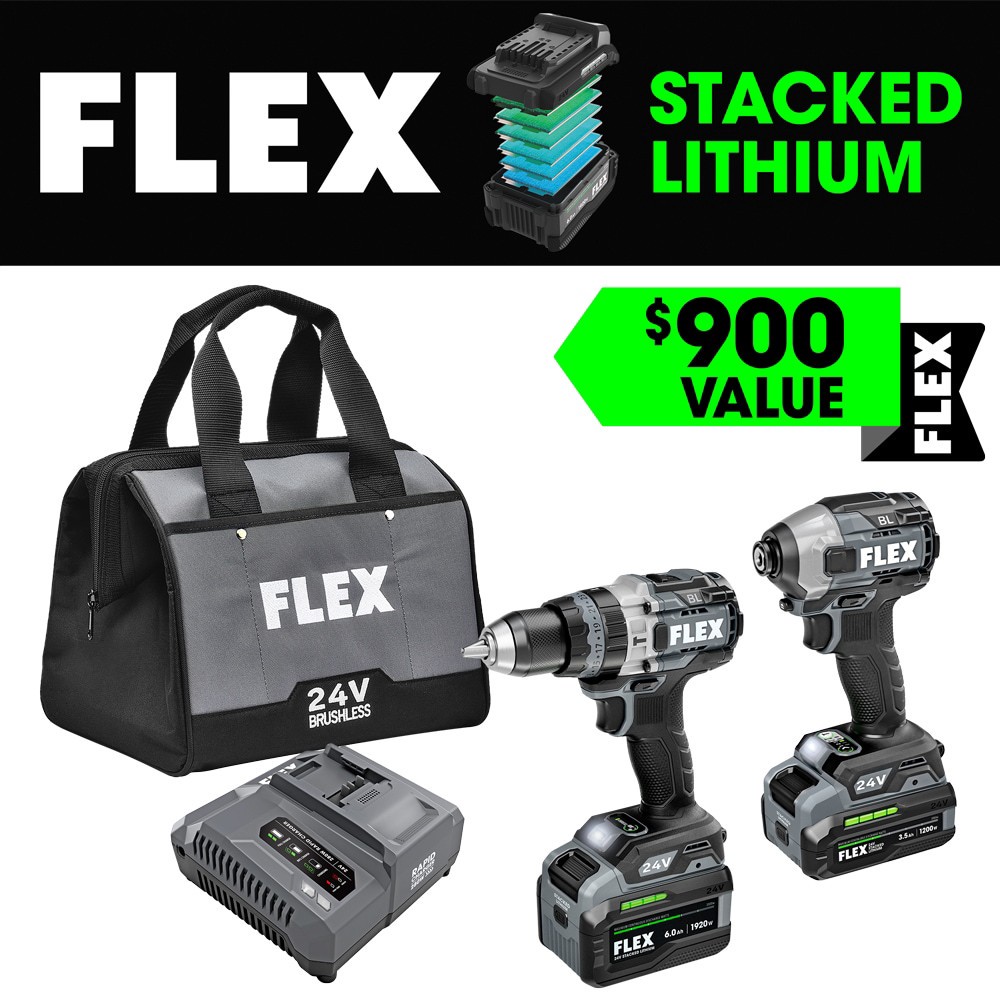 slide 1 of 6, FLEX 24-volt 2-Tool Brushless Power Tool Combo Kit with Soft Case (2-Batteries Included and Charger Included), 1 ct