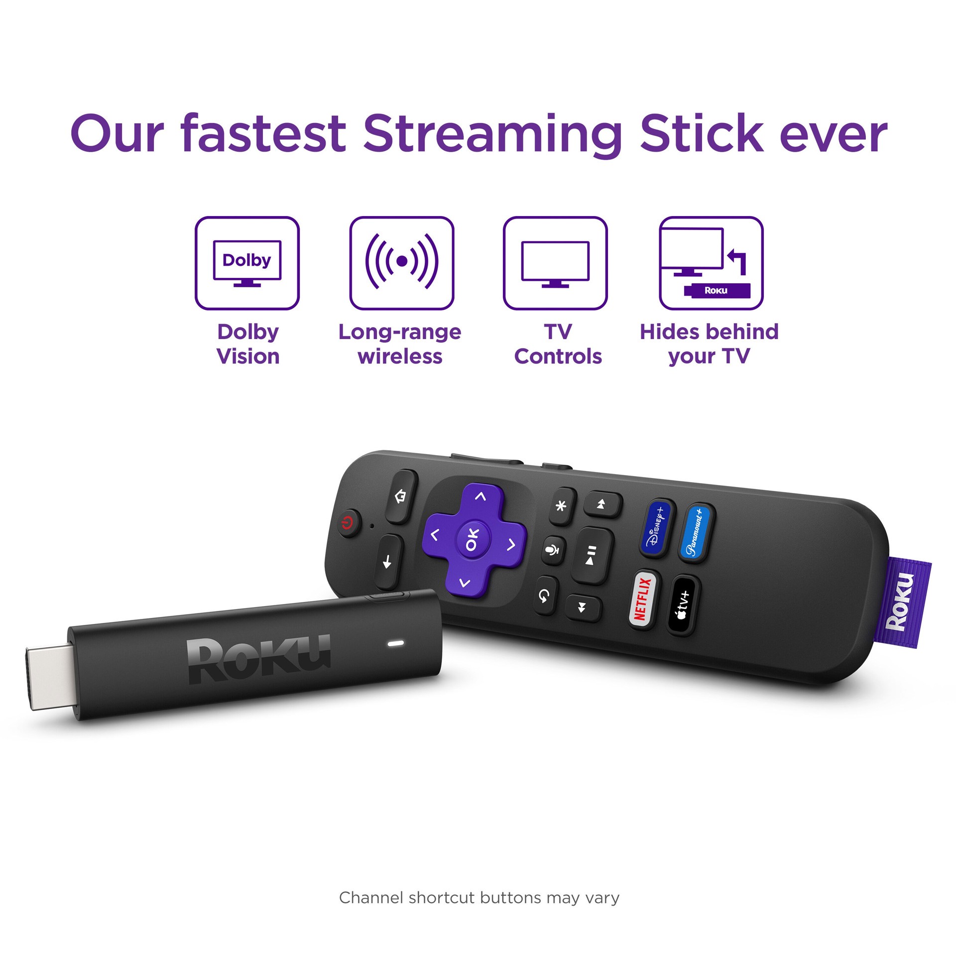 slide 2 of 6, Roku Stick HD/4K/HDR/Dolby Vision Smart Streaming Device with Remote Control Included, 1 ct