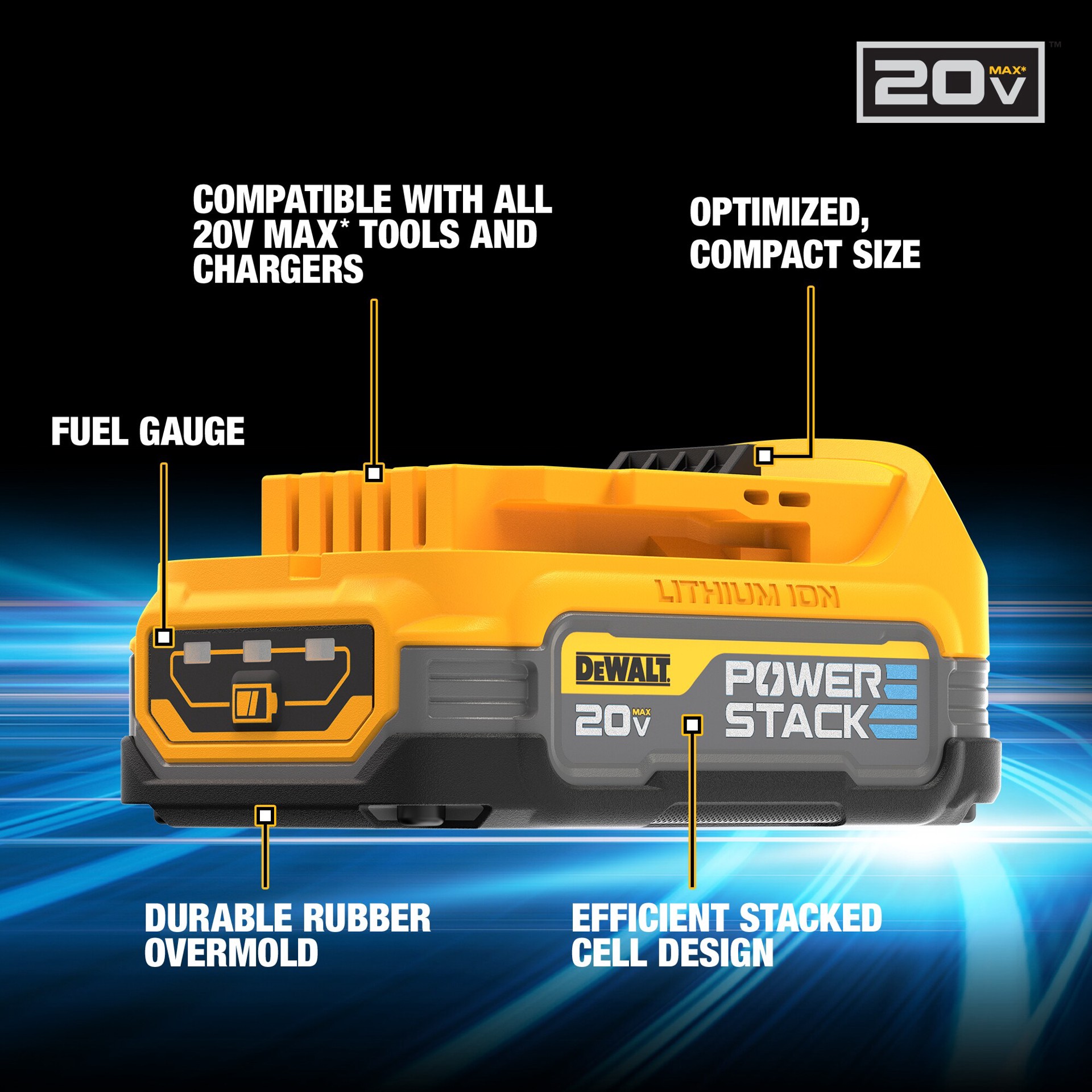 slide 3 of 6, DEWALT POWERSTACK 1/2-in 20-volt max 1.7 -Amp Variable Speed Brushless Cordless Hammer Drill ( 1 -Batteries and Charger Included ), 1 ct