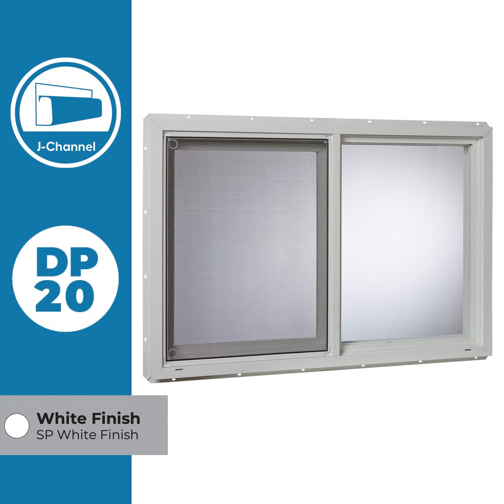 slide 2 of 6, RELIABILT 14500 Series 35-1/2-in x 23-1/2-in White Exterior White Interior Left-Handed Vinyl Sliding Window Single strength (Half Screen Included), 1 ct