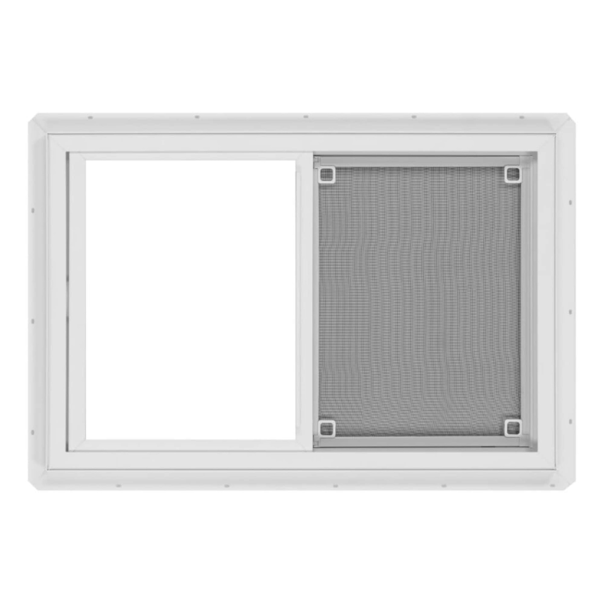 slide 4 of 6, RELIABILT 14500 Series 35-1/2-in x 23-1/2-in White Exterior White Interior Left-Handed Vinyl Sliding Window Single strength (Half Screen Included), 1 ct