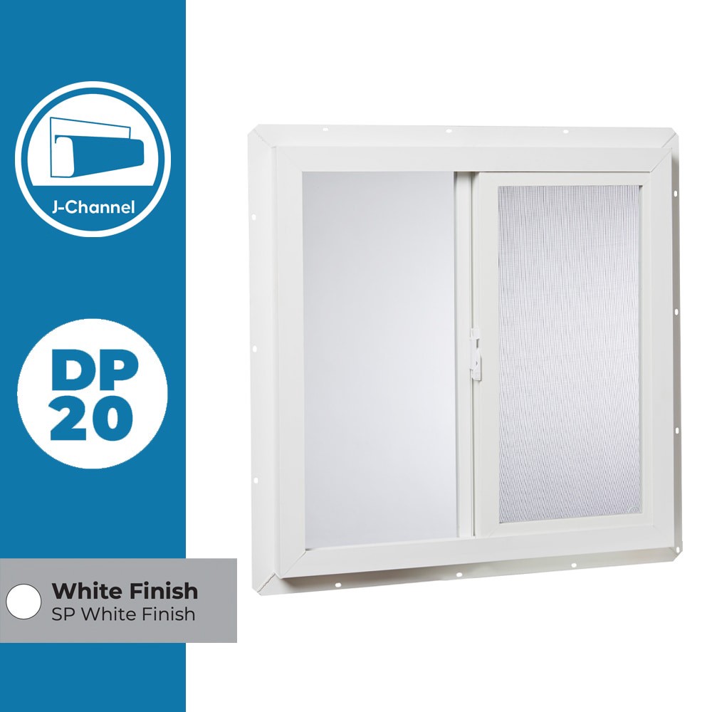 slide 2 of 6, RELIABILT 14500 Series 23-1/2-in x 23-1/2-in White Exterior White Interior Left-Handed Vinyl Sliding Window Single strength (Half Screen Included), 1 ct