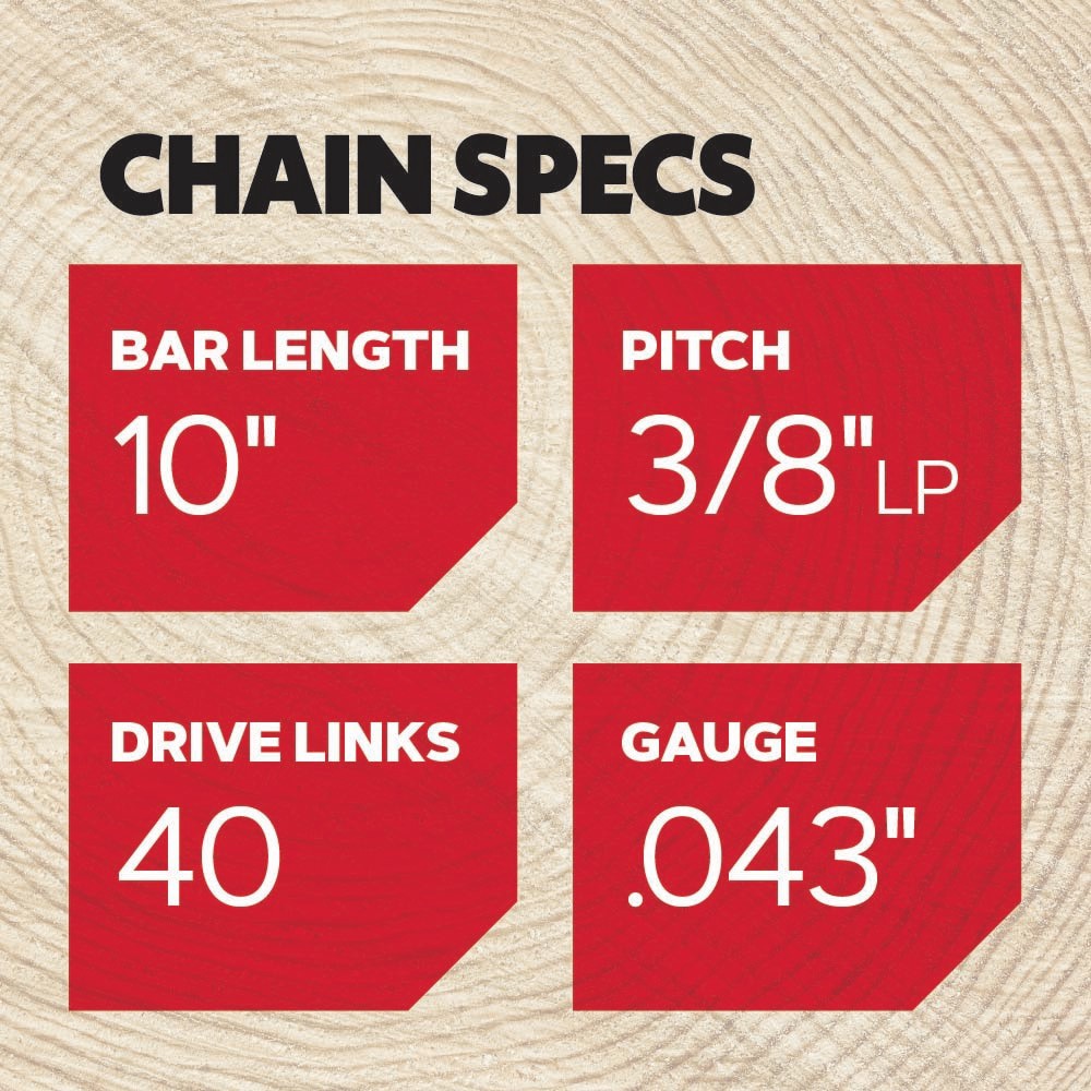 slide 2 of 6, Oregon R40 40 Link Replacement Chainsaw Chain For 10-in , 0.043-in Gauge , 3/8-in Pitch, 1 ct