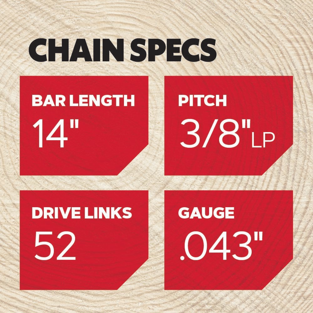 slide 2 of 6, Oregon R52 52 Link Replacement Chainsaw Chain For 14-in , 0.043-in Gauge , 3/8-in Pitch, 1 ct