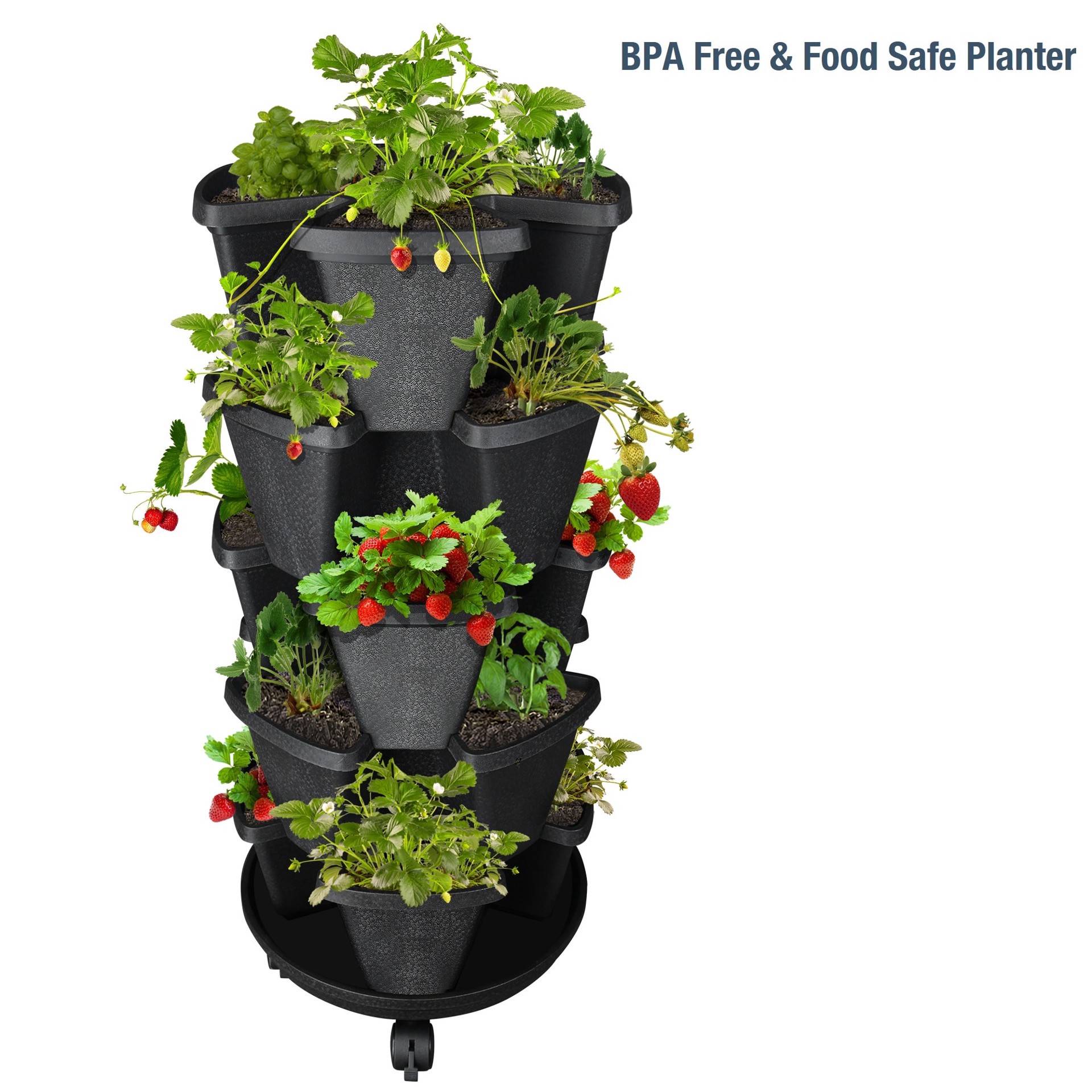 slide 3 of 6, Style Selections 11.89-in W x 11.89-in L Black Resin Indoor/Outdoor Self Watering Vertical garden planter, 1 ct