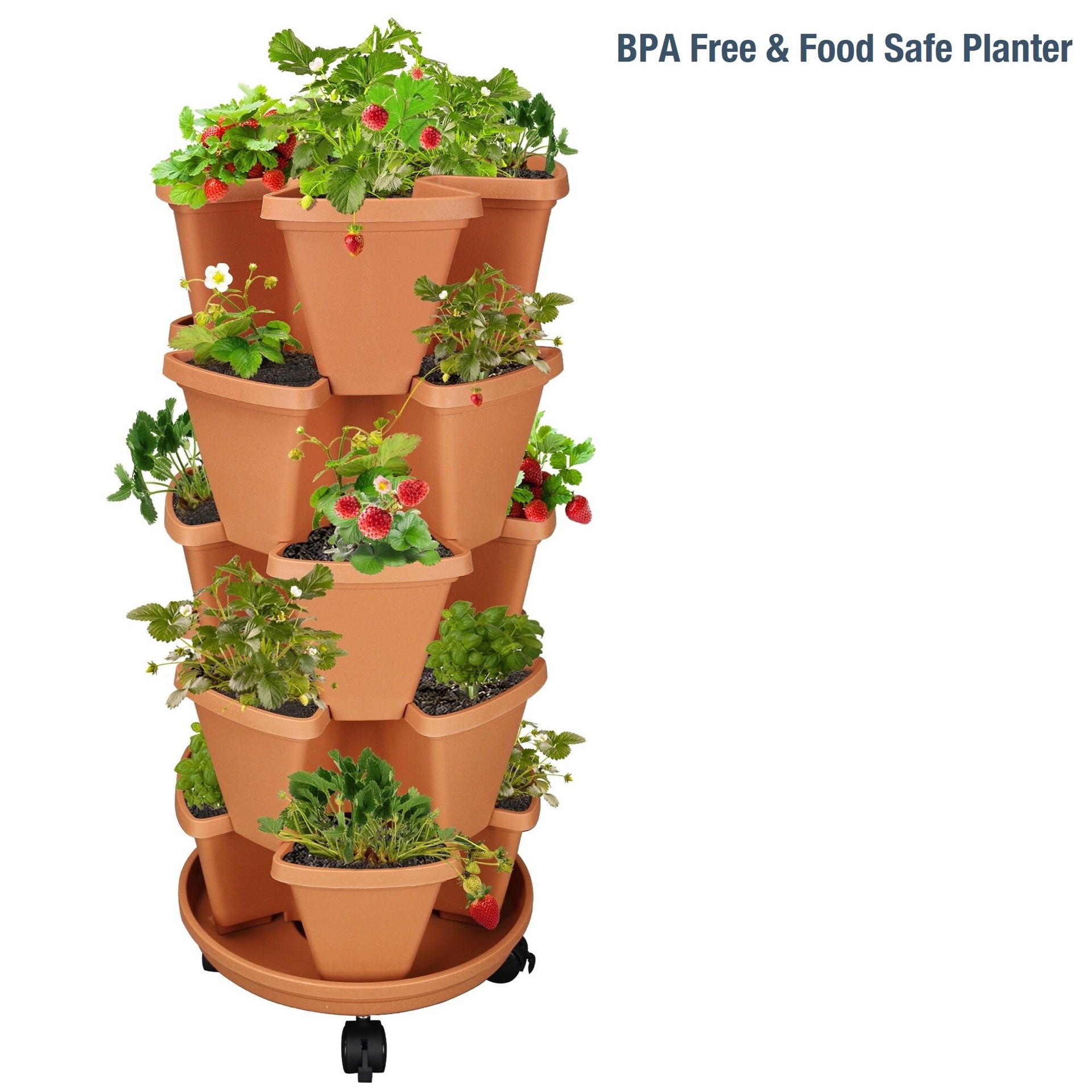 slide 3 of 6, Style Selections 11.89-in W x 11.89-in L Brown Resin Indoor/Outdoor Self Watering Vertical garden planter, 1 ct