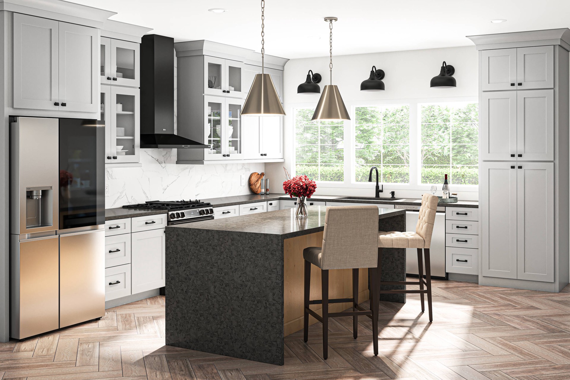 slide 2 of 6, allen + roth Deep walnut 29.92-in H Bar height Upholstered Wood Bar Stool, 1 ct