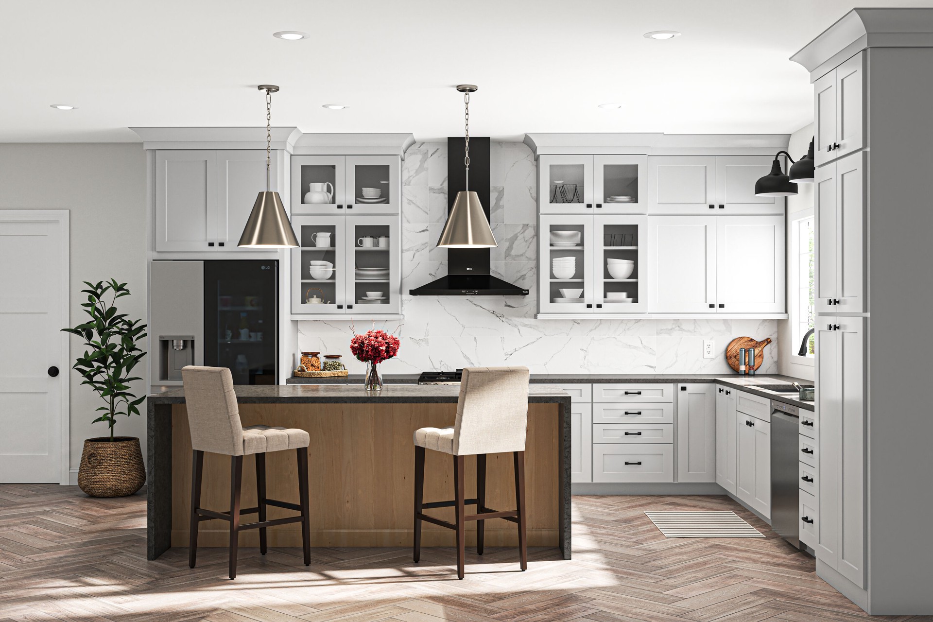 slide 3 of 6, allen + roth Deep walnut 29.92-in H Bar height Upholstered Wood Bar Stool, 1 ct