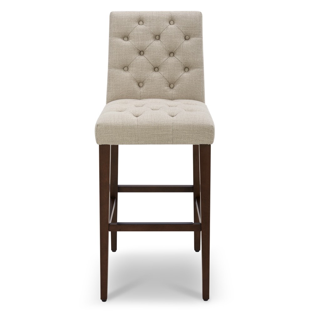 slide 4 of 6, allen + roth Deep walnut 29.92-in H Bar height Upholstered Wood Bar Stool, 1 ct