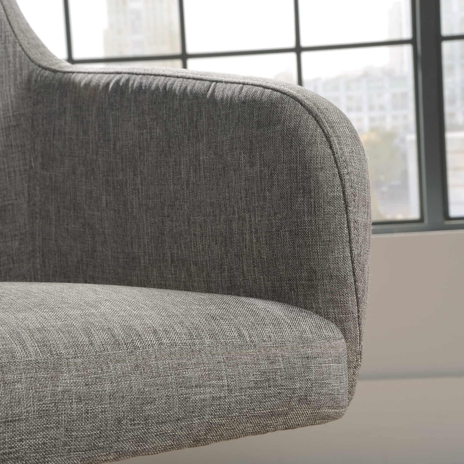 slide 2 of 6, allen + roth Grey Transitional Adjustable Height Swivel Upholstered Task Chair, 1 ct