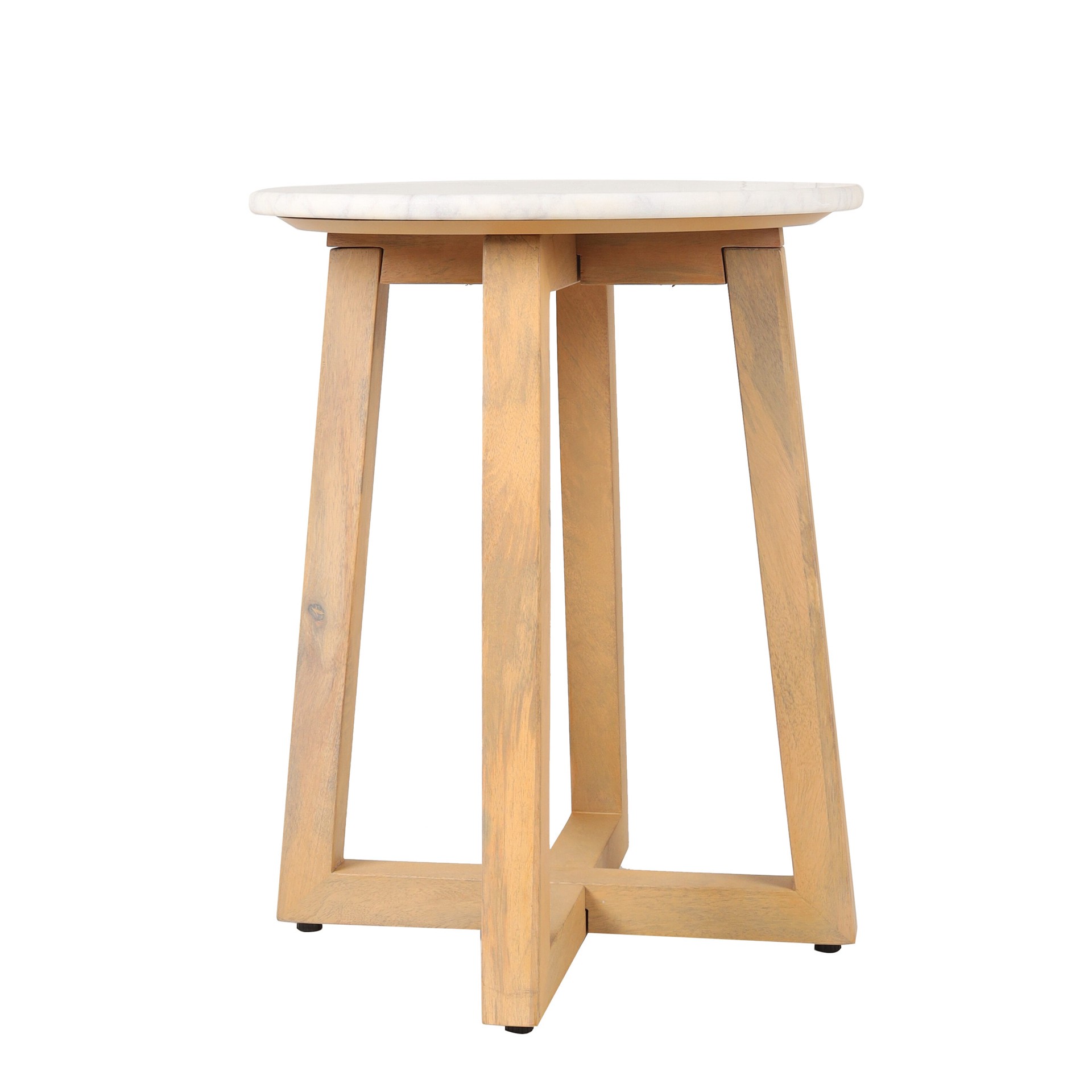 slide 2 of 6, Origin 21 16-in W x 20.5-in H Birch wood with white stone Stone Round Modern End Table Assembly Required, 1 ct