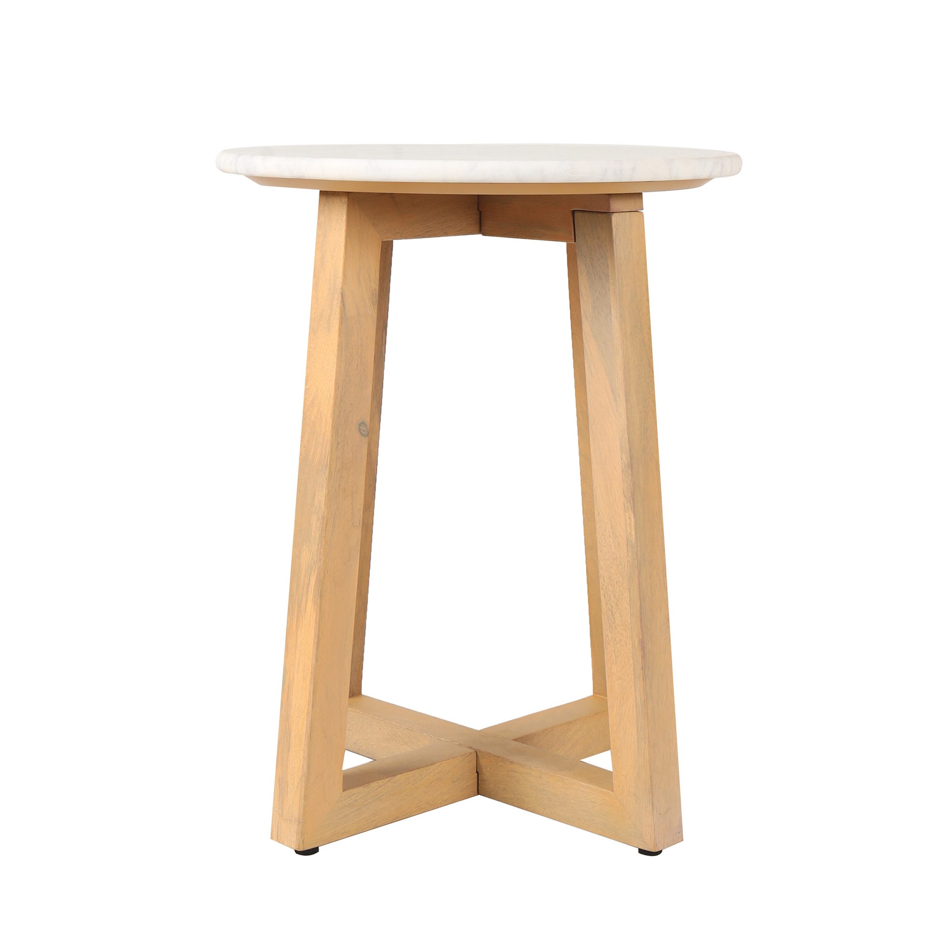 slide 3 of 6, Origin 21 16-in W x 20.5-in H Birch wood with white stone Stone Round Modern End Table Assembly Required, 1 ct